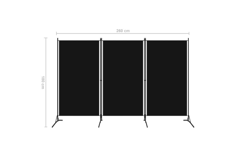 Rumsavdelare 3 paneler svart 260x180 cm - Svart - Inredning - Rumsavdelare - Skärmvägg
