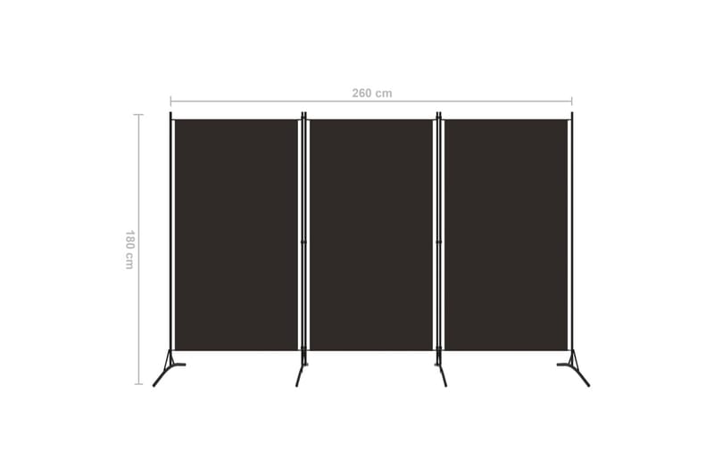 Rumsavdelare 3 paneler brun 260x180 cm - Brun - Skärmvägg - Rumsavdelare