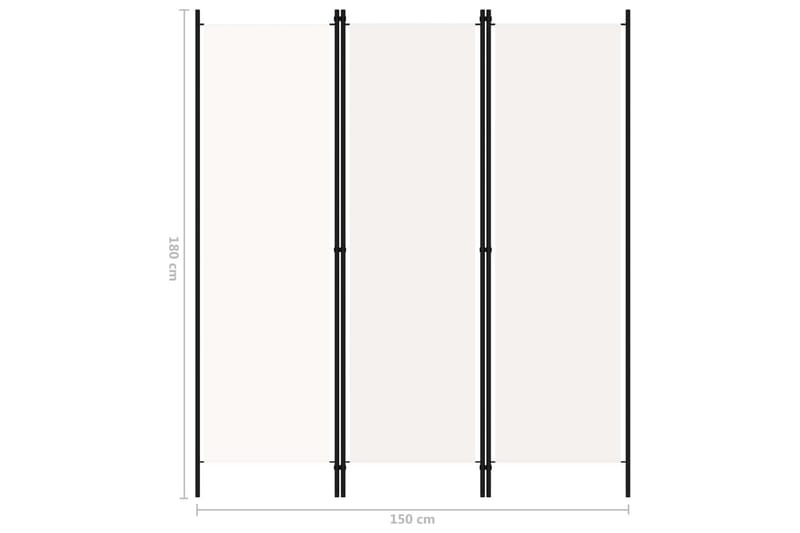 Rumsavdelare 3 paneler gräddvit 150x180 cm - Vit - Skärmvägg - Rumsavdelare