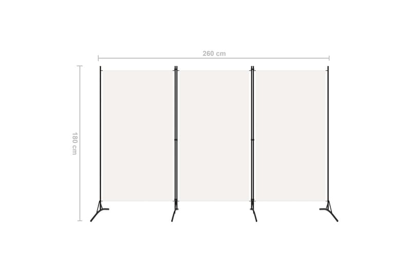 Rumsavdelare 3 paneler gräddvit 260x180 cm - Vit - Inredning - Rumsavdelare - Skärmvägg