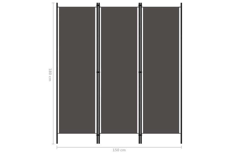 Rumsavdelare 3 paneler antracit 150x180 cm - Grå - Inredning - Rumsavdelare - Skärmvägg