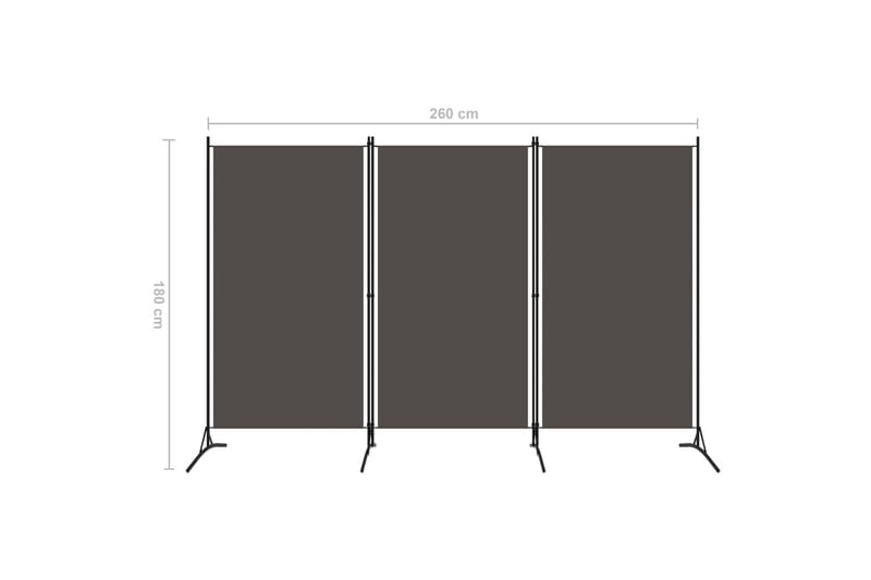 Rumsavdelare 3 paneler antracit 260x180 cm - Grå - Skärmvägg - Rumsavdelare