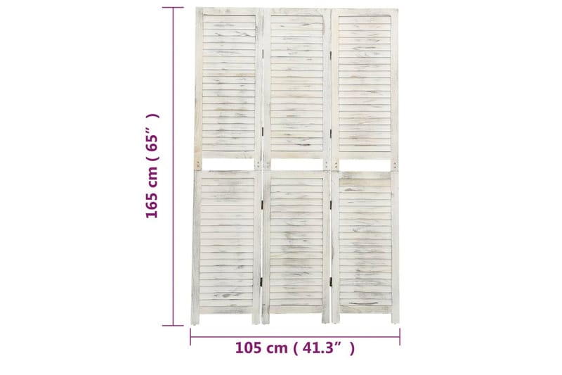 Rumsavdelare 3 paneler antikvit 105x165 cm trä - Vit - Inredning - Rumsavdelare - Skärmvägg