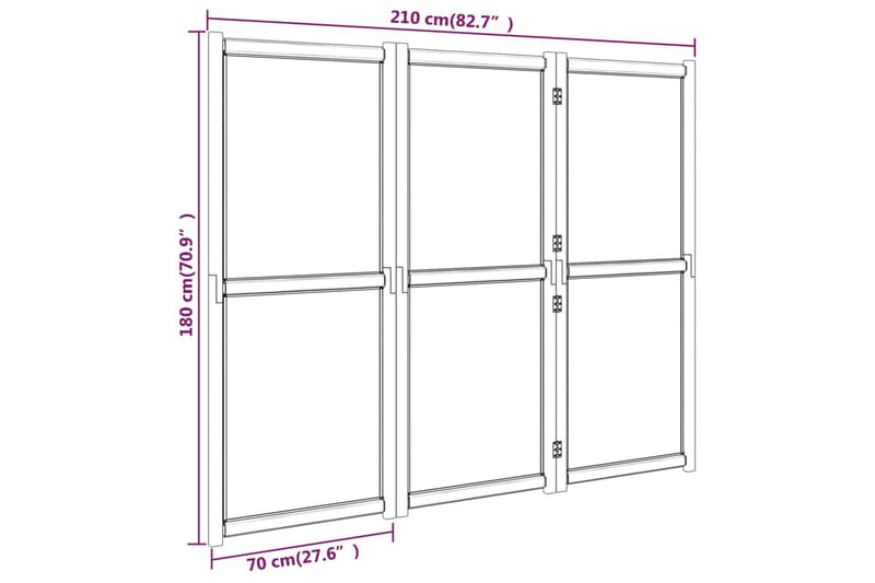 Rumsavdelare 3 paneler gräddvit 210x180 cm - Kräm - Inredning - Rumsavdelare - Skärmvägg