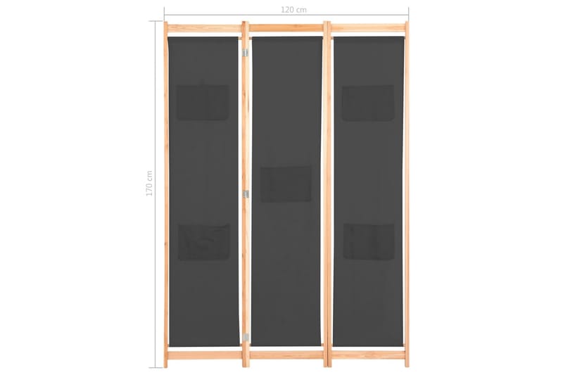 Rumsavdelare 3 paneler 120x170x4 cm grå tyg - Grå - Inredning - Rumsavdelare - Skärmvägg