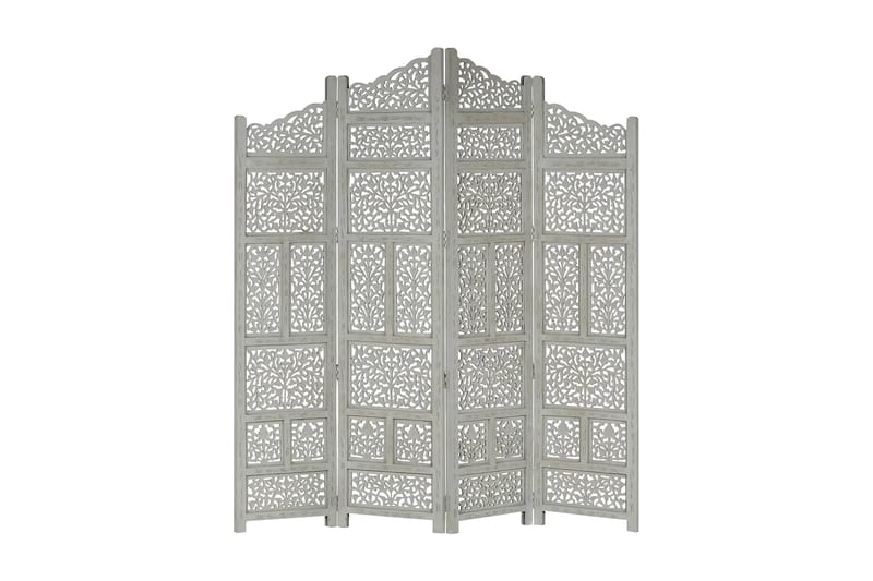 Rumsavdelare 4 paneler handsnidad grå 160x165 cm mangoträ - Grå - Inredning - Rumsavdelare - Skärmvägg