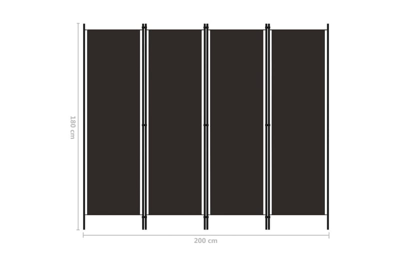 Rumsavdelare 4 paneler brun 200x180 cm - Brun - Skärmvägg - Rumsavdelare