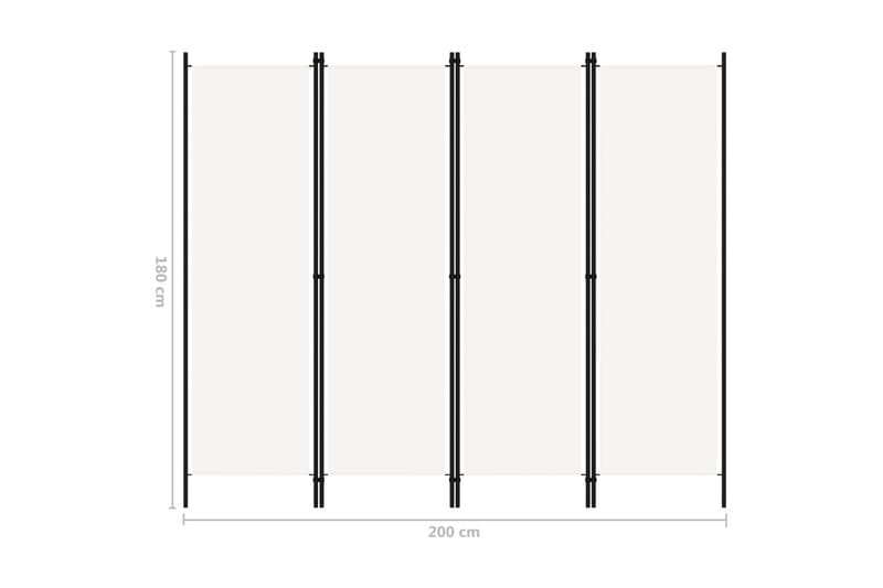 Rumsavdelare 4 paneler gräddvit 200x180 cm - Vit - Vikskärm - Rumsavdelare