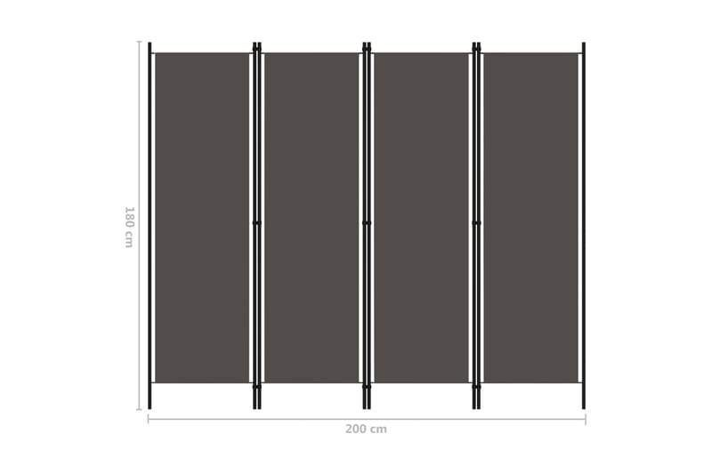 Rumsavdelare 4 paneler antracit 200x180 cm - Grå - Inredning - Rumsavdelare - Skärmvägg