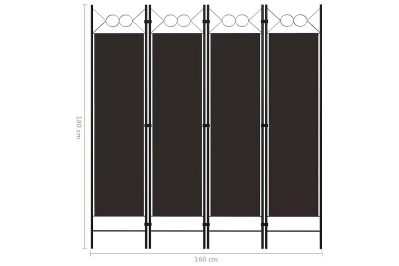 Rumsavdelare 4 paneler brun 160x180 cm - Brun - Skärmvägg - Rumsavdelare