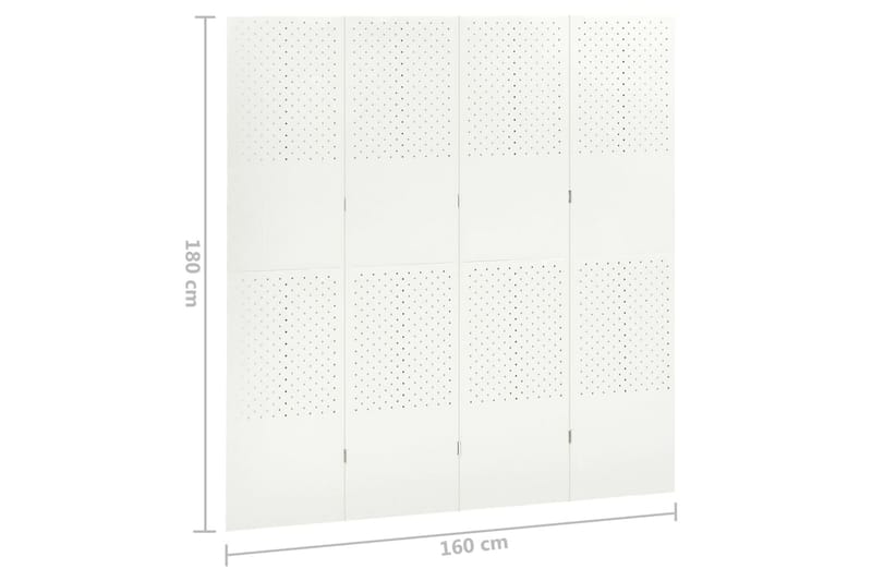 Rumsavdelare 4 paneler vit 160x180 cm stål - Vit - Vikskärm - Rumsavdelare