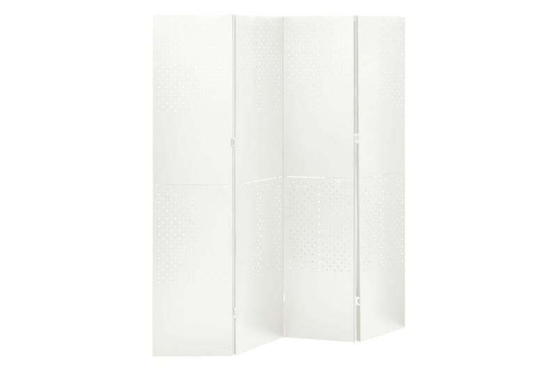 Rumsavdelare 4 paneler vit 160x180 cm stål - Vit - Vikskärm - Rumsavdelare
