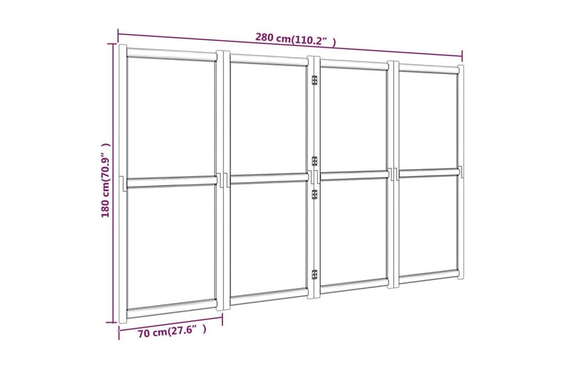 Rumsavdelare 4 paneler gräddvit 280x180 cm - Kräm - Skärmvägg - Rumsavdelare
