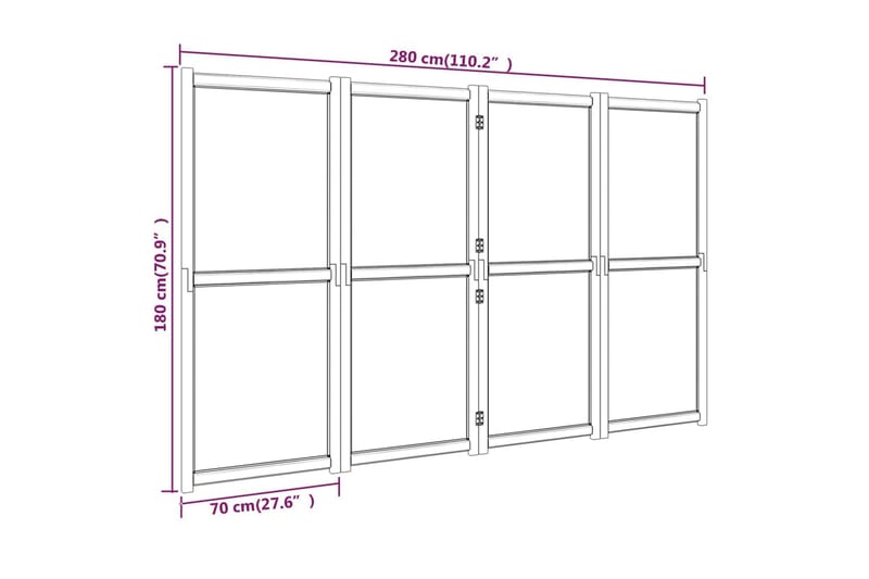 Rumsavdelare 4 paneler svart 280x180 cm - Svart - Skärmvägg - Rumsavdelare