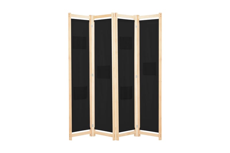 Rumsavdelare 4 paneler 160x170x4 cm svart tyg - Svart - Inredning - Rumsavdelare - Skärmvägg
