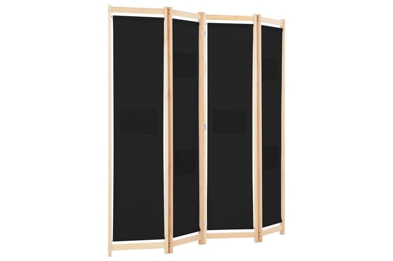 Rumsavdelare 4 paneler 160x170x4 cm svart tyg - Svart - Skärmvägg - Rumsavdelare