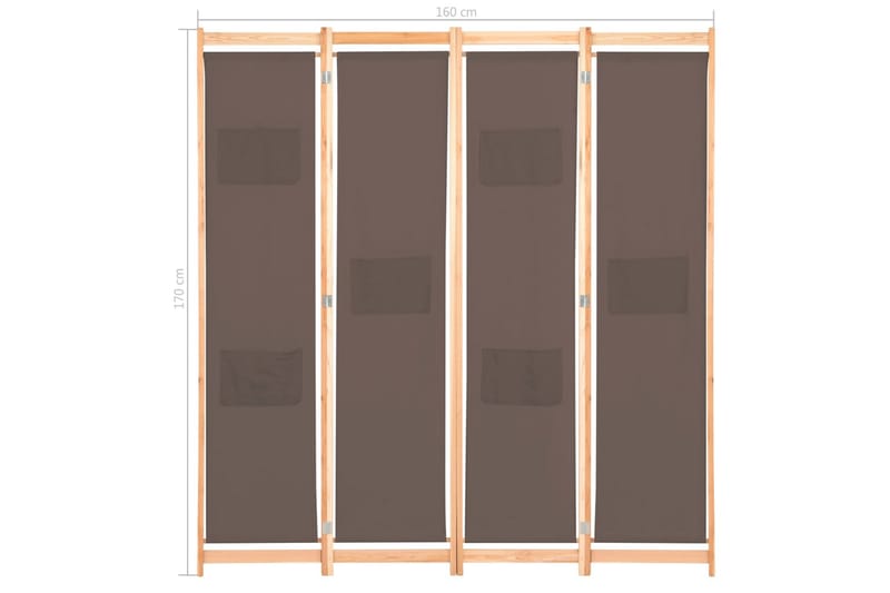 Rumsavdelare 4 paneler 160x170x4 cm brun tyg - Brun - Inredning - Rumsavdelare - Skärmvägg
