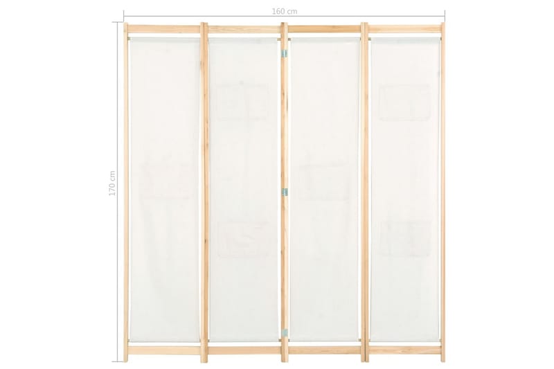Rumsavdelare 4 paneler 160x170x4 cm gräddvit tyg - Gräddvit - Inredning - Rumsavdelare - Skärmvägg