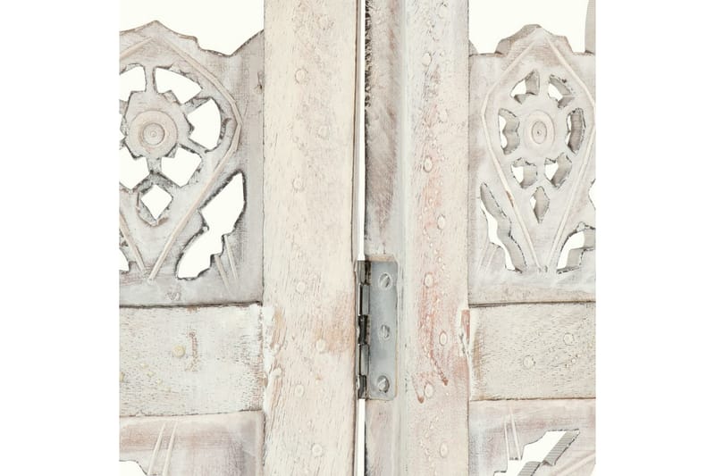 Rumsavdelare 5 paneler handsnidad vit 200x165 cm mangoträ - Vit - Inredning - Rumsavdelare - Skärmvägg