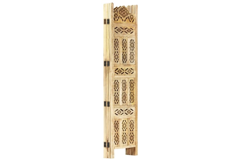 Rumsavdelare 5 paneler handsnidad 200x165 cm massivt mangotr - Brun - Inredning - Rumsavdelare - Skärmvägg