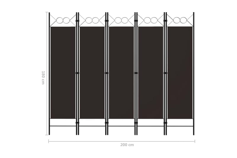 Rumsavdelare 5 paneler brun 200x180 cm - Brun - Inredning - Rumsavdelare - Skärmvägg