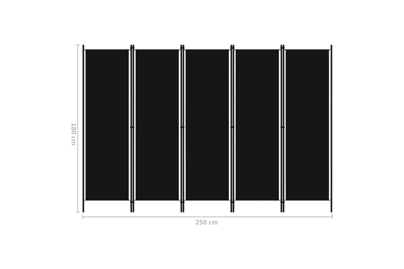 Rumsavdelare 5 paneler svart 250x180 cm - Svart - Skärmvägg - Rumsavdelare