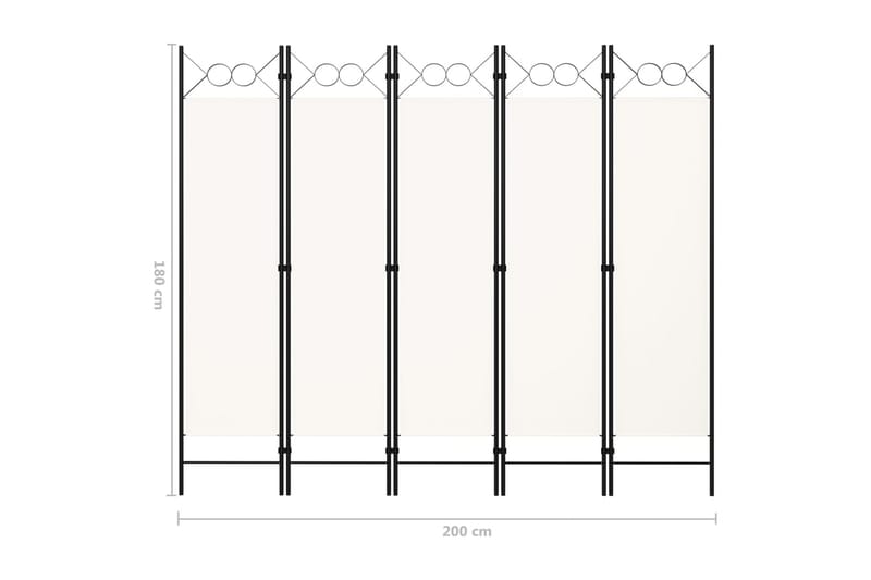 Rumsavdelare 5 paneler gräddvit 200x180 cm - Vit - Inredning - Rumsavdelare - Skärmvägg