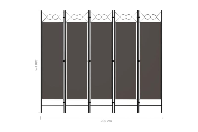 Rumsavdelare 5 paneler antracit 200x180 cm - Grå - Skärmvägg - Rumsavdelare