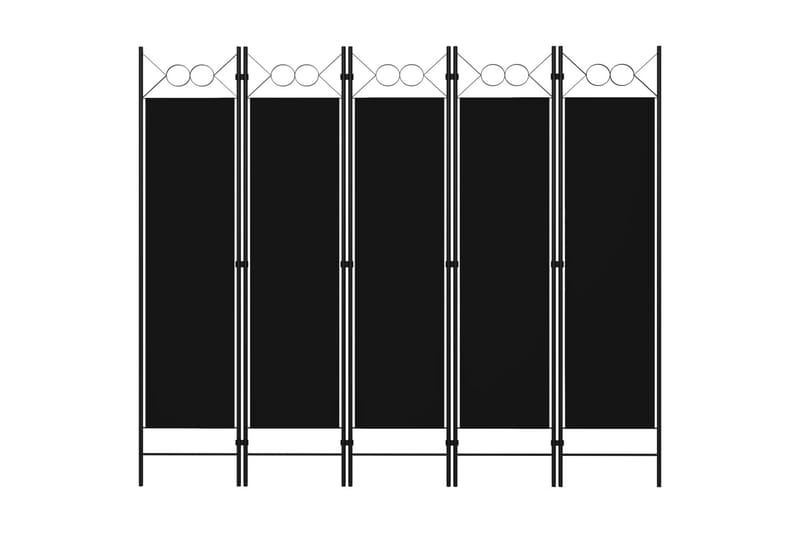 Rumsavdelare 5 paneler svart 200x180 cm - Svart - Skärmvägg - Rumsavdelare