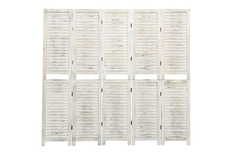 Rumsavdelare 5 paneler antikvit 178,5x166 cm massivt trä - Vit - Inredning - Rumsavdelare - Skärmvägg