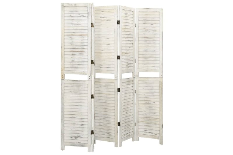 Rumsavdelare 5 paneler antikvit 178,5x166 cm massivt trä - Vit - Inredning - Rumsavdelare - Skärmvägg