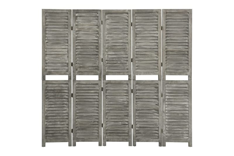 Rumsavdelare 5 paneler grå 179x166 cm massivt trä - Grå - Skärmvägg - Rumsavdelare