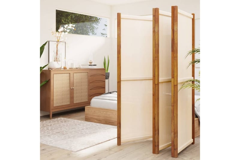 Rumsavdelare 5 paneler gräddvit 350x180 cm - Kräm - Inredning - Rumsavdelare - Skärmvägg