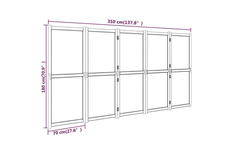 Rumsavdelare 5 paneler svart 350x180 cm - Svart - Skärmvägg - Rumsavdelare