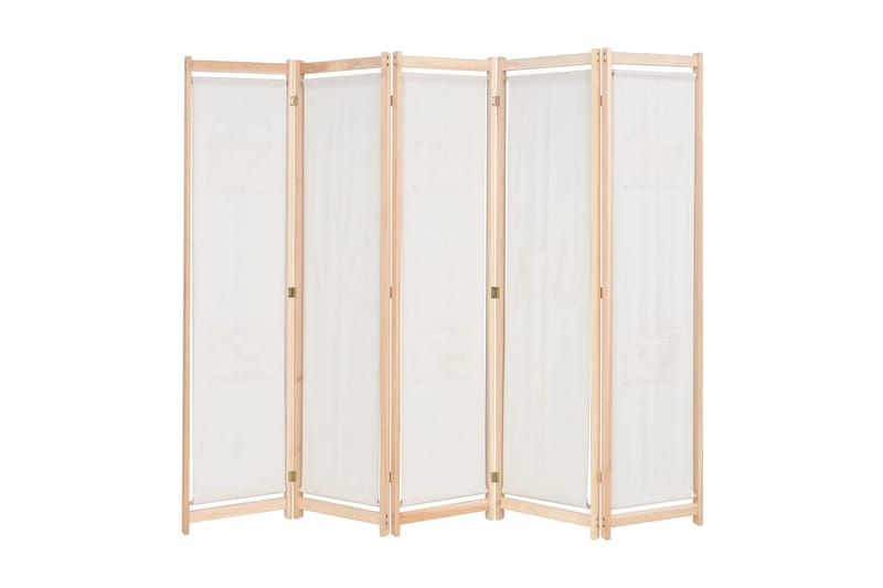Rumsavdelare 5 paneler gräddvit 200x170x4 cm tyg - Kräm - Inredning - Rumsavdelare - Skärmvägg