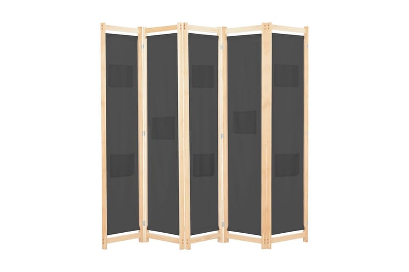 Rumsavdelare 5 paneler 200x170x4 cm grå tyg - Grå - Skärmvägg - Rumsavdelare