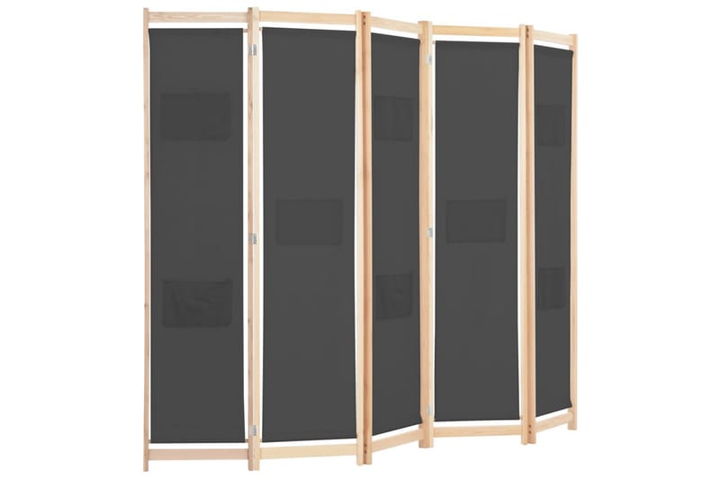 Rumsavdelare 5 paneler 200x170x4 cm grå tyg - Grå - Inredning - Rumsavdelare - Skärmvägg