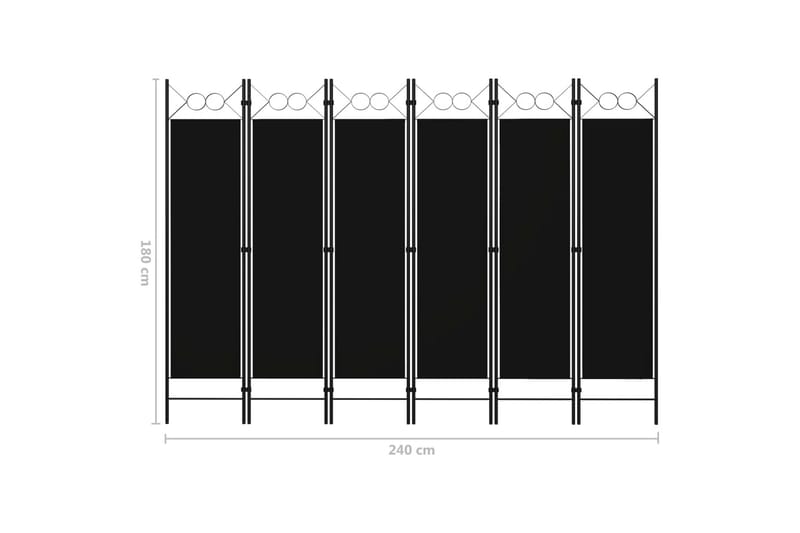Rumsavdelare 6 paneler svart 240x180 cm - Svart - Skärmvägg - Rumsavdelare