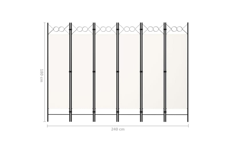 Rumsavdelare 6 paneler gräddvit 240x180 cm - Vit - Skärmvägg - Rumsavdelare