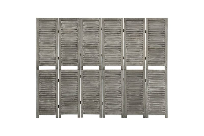 Rumsavdelare 6 paneler grå 214x166 cm massivt trä - Grå - Inredning - Rumsavdelare - Skärmvägg