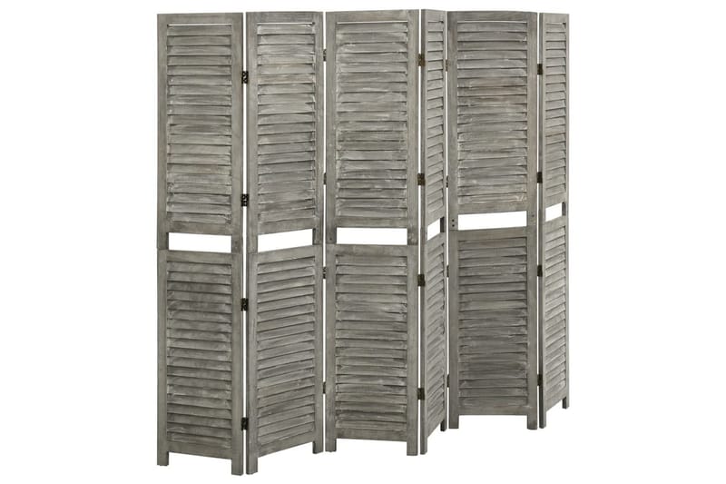 Rumsavdelare 6 paneler grå 214x166 cm massivt trä - Grå - Inredning - Rumsavdelare - Skärmvägg