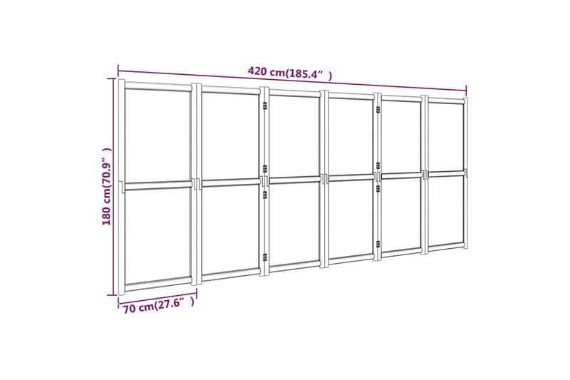 Rumsavdelare 6 paneler gräddvit 420x180 cm - Kräm - Skärmvägg - Rumsavdelare