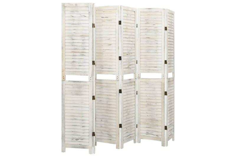 Rumsavdelare 6 paneler antikvit 215x166 cm massivt trä - Vit - Inredning - Rumsavdelare - Skärmvägg