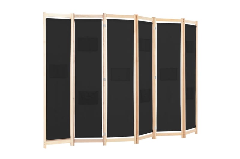 Rumsavdelare 6 paneler 240x170x4 cm svart tyg - Svart - Inredning - Rumsavdelare - Skärmvägg