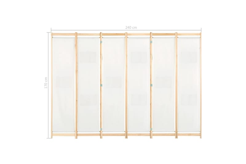 Rumsavdelare 6 paneler 240x170x4 cm gräddvit tyg - Vit - Inredning - Rumsavdelare - Skärmvägg