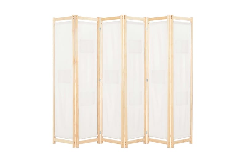 Rumsavdelare 6 paneler 240x170x4 cm gräddvit tyg - Vit - Skärmvägg - Rumsavdelare