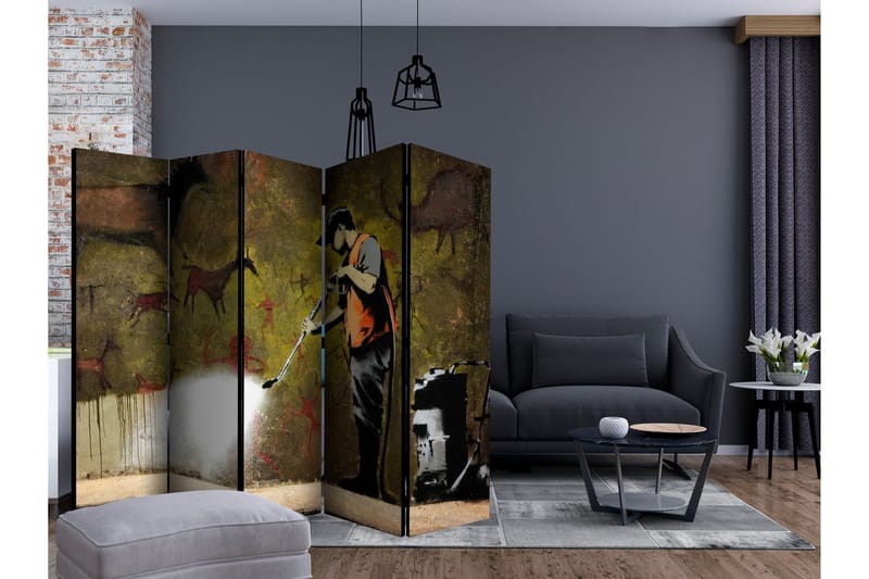 Rumsavdelare - Banksy - Cave Painting II 225x172 - Artgeist sp. z o. o. - Inredning - Rumsavdelare - Vikskärm