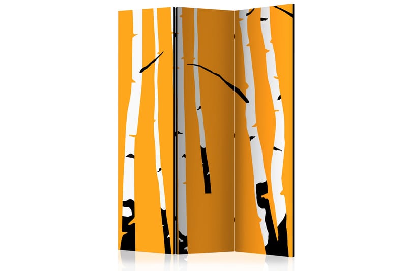 Rumsavdelare Birches on the Orange Background 135x172 cm - Artgeist sp. z o. o. - Vikskärm - Rumsavdelare