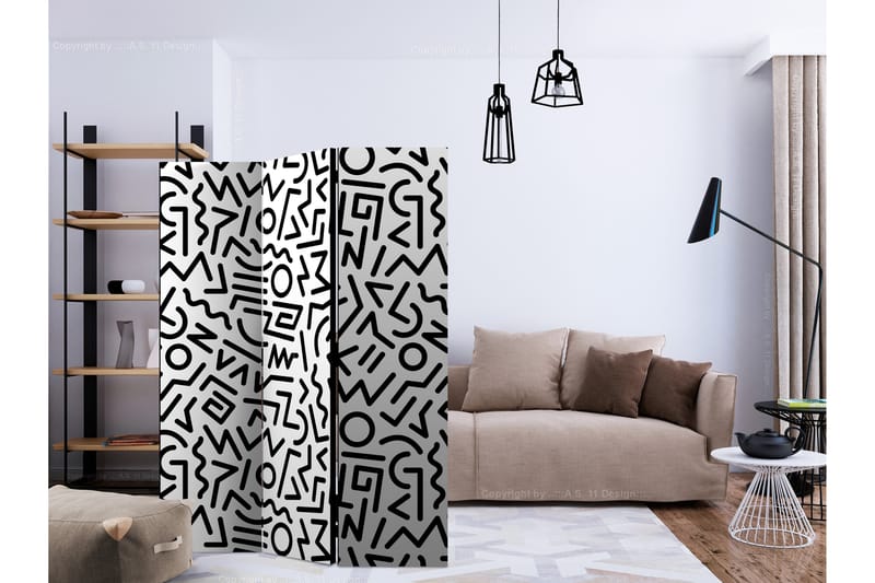 Rumsavdelare Black and White Maze 135x172 cm - Artgeist sp. z o. o. - Inredning - Rumsavdelare - Vikskärm