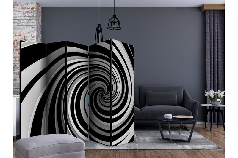 Rumsavdelare - Black and white swirl II 225x172 - Artgeist sp. z o. o. - Inredning - Rumsavdelare - Vikskärm